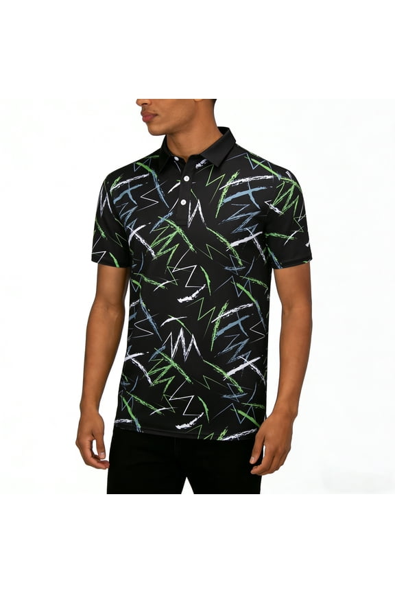 Golf Shirts for Men Dry Fit Polo Shirt Lightweight Performance Collared Work Shirts Black L