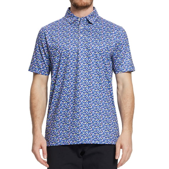 Golf Shirts for Men Dry Fit Short Sleeve Print Performance Moisture Wicking Polo Shirt