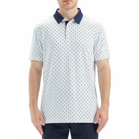 SYLCLEG Golf Shirts for Men Dry Fit Print Performance Moisture Wicking Polo Shirt