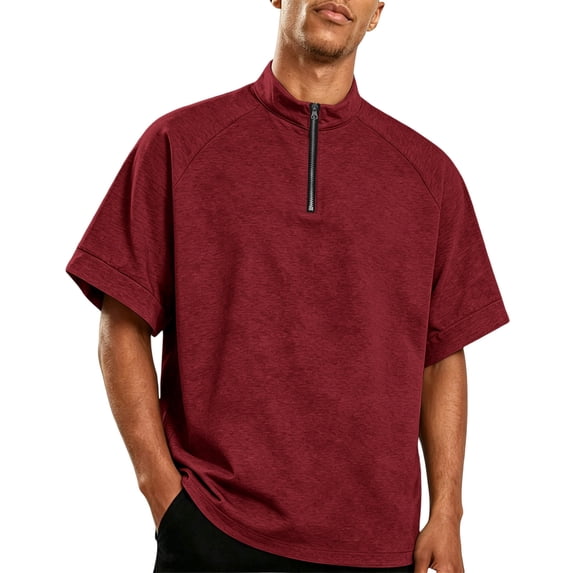 Golf Shirts for Men Half Zipper Relaxed Fit Drop Shoulder Summer Tee Classic Breathable Comfortable Style Solid Top, S