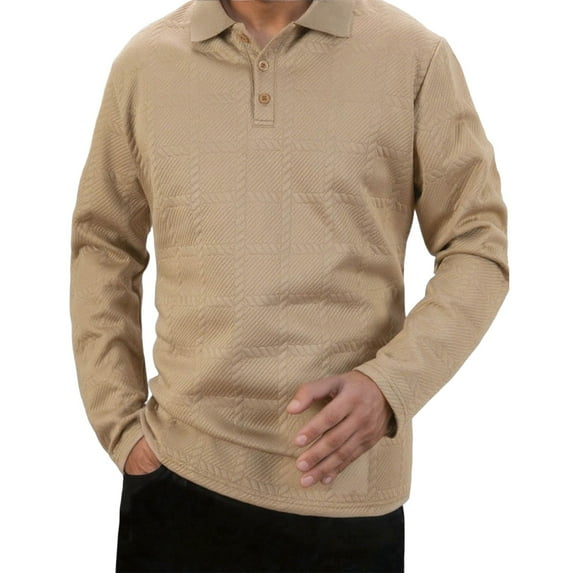 Golf Shirts for Men Long Sleeve Button Collared Sweatshirts Mens Casual Solid Color Pullover Slim Basic Breathable Athletic Workout Tshirts Tops