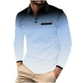 thumbnail image 1 of Golf Shirts for Men Long Sleeve Button Collared T-Shirts Mens Casual Gradient Polka Dot Printed Pullover Breathable Lapel Athletic Workout Tees Tops, 1 of 4