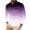 thumbnail image 1 of Golf Shirts for Men Long Sleeve Button Collared T-Shirts Mens Casual Gradient Polka Dot Printed Pullover Breathable Lapel Athletic Workout Tees Tops, 1 of 4