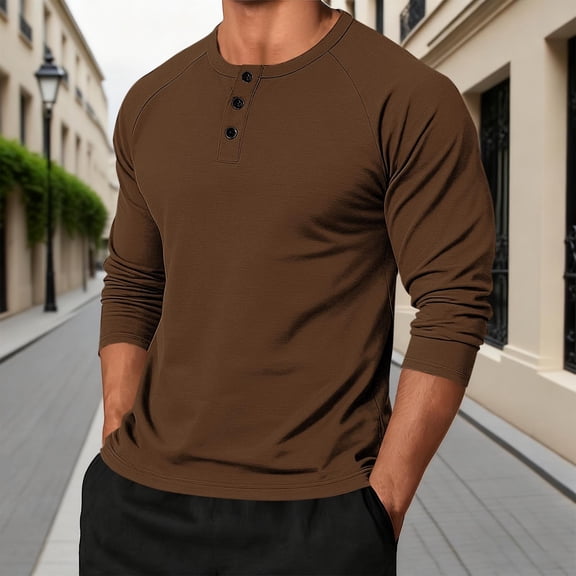 Golf Shirts for Men Long Sleeve Raglan T-Shirt Compression Fit Button Up Crewneck Pullover Undershirts
