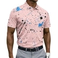 thumbnail image 1 of Golf Shirts for Men Performance Short Sleeve Print Moisture Wicking Polo Shirt Pink 2XL, 1 of 4