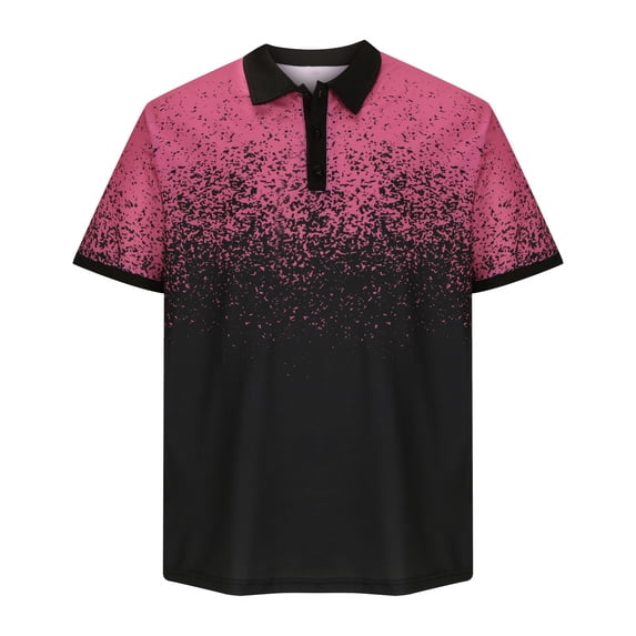 Golf Shirts for Men Pullover Button Collared Short Sleeve T-Shirts Mens Casual Gradient Printed Stretchy Slim Breathable Going-Out Workout Tees Tops