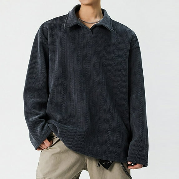 Golf Shirts for Men Pullover Long Sleeve Sweatshirts Mens Casual Solid Color Collared Loose Comfort Loungewear Workout T-Shirts Tops