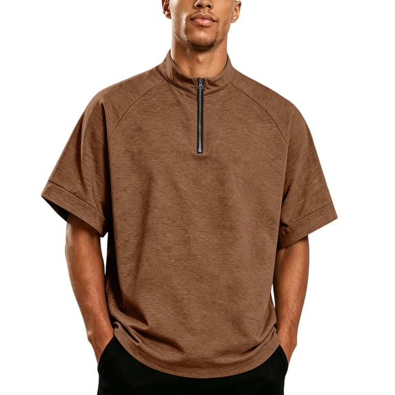 Golf Shirts for Men Quarter Zipper Relaxed Fit Drop Shoulder Summer Tee Classic Breathable Comfy Solid Workout Casual Tops