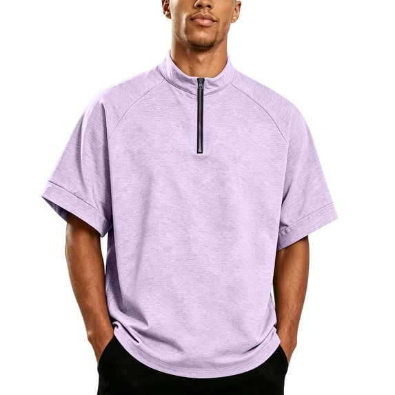 Golf Shirts for Men Quarter Zipper Relaxed Fit Drop Shoulder Summer Tee Classic Breathable Comfy Solid Workout Casual Tops