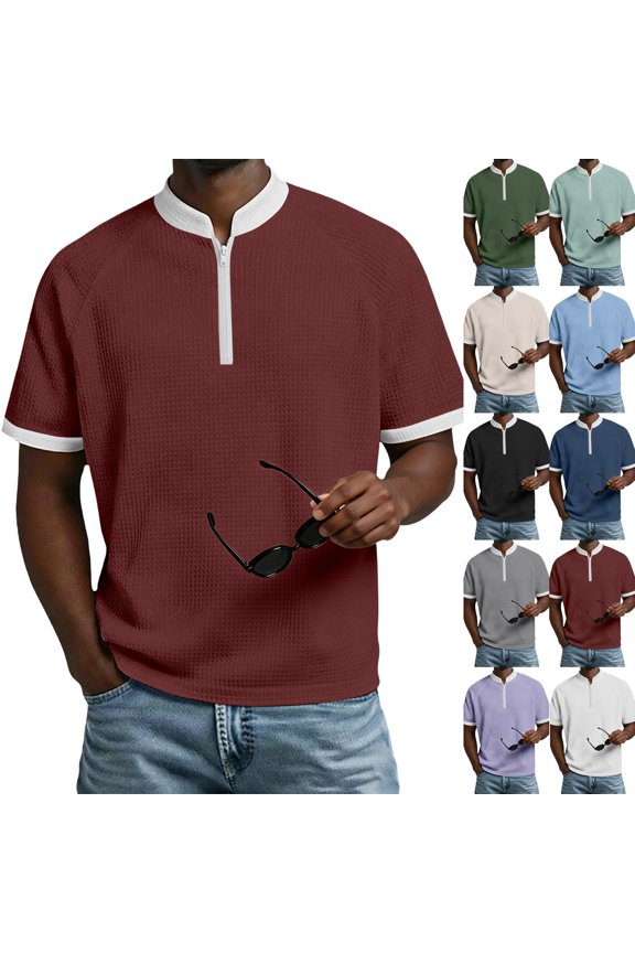 Golf Shirts for Men Quick Dry Lightweight Breathable Short Sleeve Moisture Wicking Athletic Fit Performance Tops Wine S
