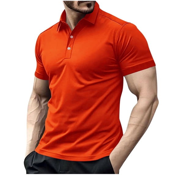Golf Shirts for Men Quick Dry Performance Casual Short Sleeve Collared Shirt Button Athletic Shirt