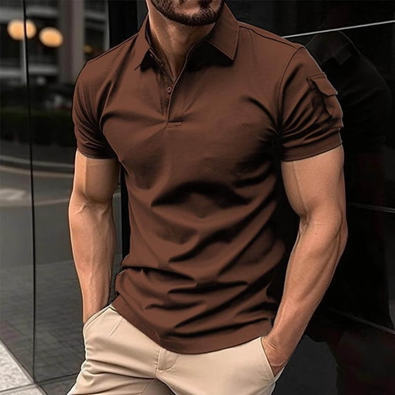 Golf Shirts for Men Short Sleeve Button Collared Athletic Workout T-Shirts Mens Casual Solid Pullover Breathable Baseball Tees Tops