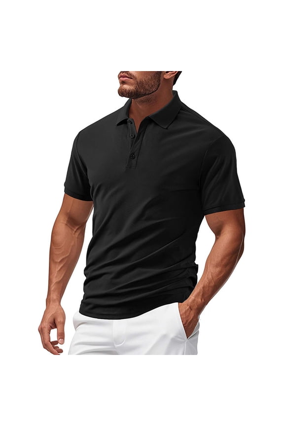 Golf Shirts for Men - Short Sleeve Performance Solid Moisture Wicking Shirt