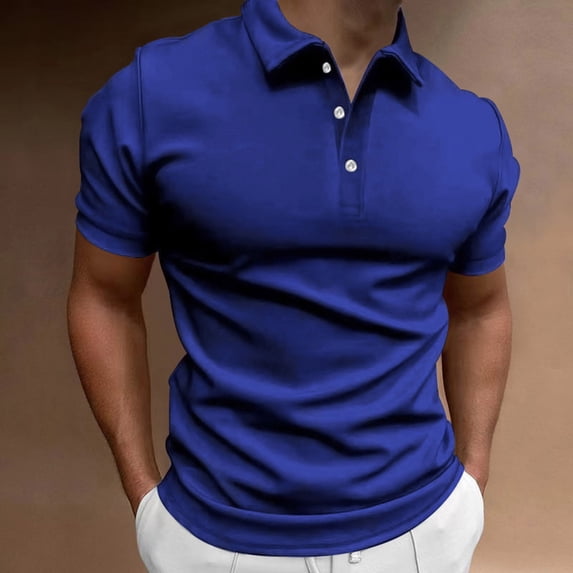 Golf Shirts for Men Short Sleeve Pullover Button Collared T-Shirts Mens Business Casual Solid Color Breathable Slim Athletic Workout Tees Tops