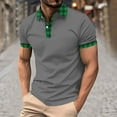 thumbnail image 1 of Golf Shirts for Men Short Sleeve T-Shirts Mens Casual Plaid Printed Pullover Button Collared Breathable Slim Athletic Workout Tees Tops, 1 of 5