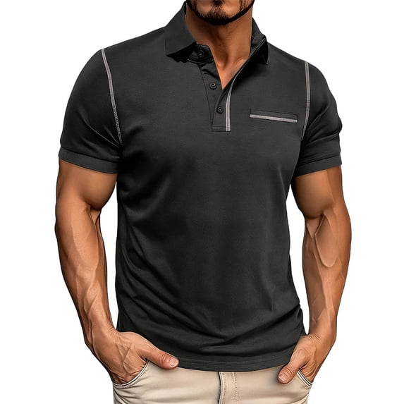 Golf Shirts for Men Short Sleeve Tshirts Shirt Mens Business Casual Solid Color Pullover Button Collared Breathable Going-Out Athletic Tees Tops
