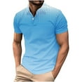 thumbnail image 1 of Golf Shirts for Men St. Patrick Day Printed Summer Casual Short Sleeve Button Turndown Collar Sports Blouses (2XL, Sky Blue #B), 1 of 5
