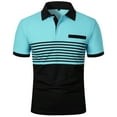 thumbnail image 1 of Golf Shirts for Men Striped Button Down Short Sleeve Casual Business Pullover Tops Fathers Day Gift, 1 of 7