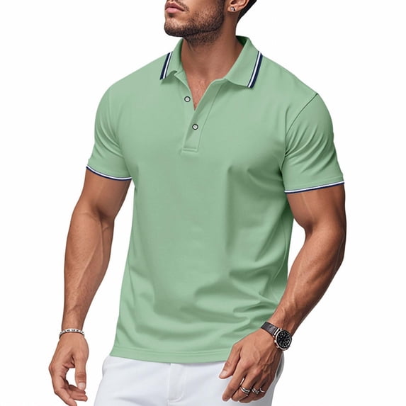 Golf Shirts for Men Summer Short Sleeve T-Shirts Mens Business Casual Pullover Button Collared Workout Tees Tops