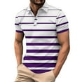thumbnail image 1 of Golf Shirts for Men with Button Collared Short Sleeve Tshirts Shirt Mens Casual Stripe Printed Pullover Breathable Athletic Workout Tees Tops, 1 of 4