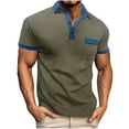 thumbnail image 1 of Golf Shirts for Men with Pocket Short Sleeve Tees Tops Mens Casual Color Block Loose Pullover Button Collar Breathable Athletic Workout Tshirts Shirt, 1 of 6