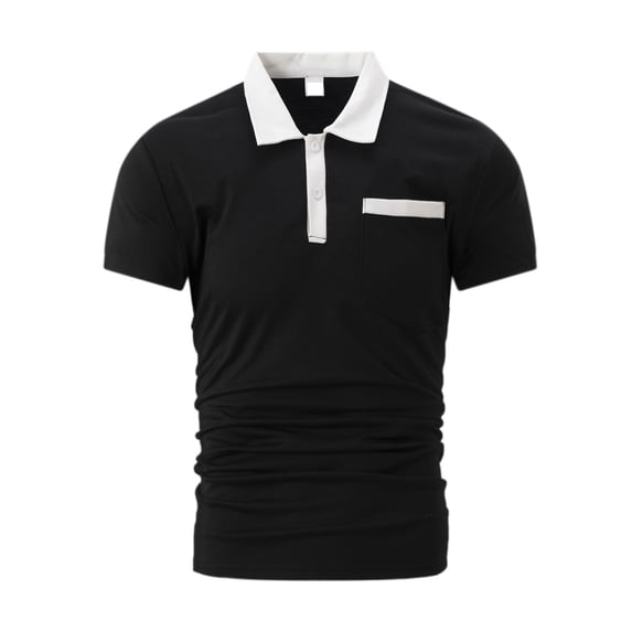 Golf Shirts for Men with Pocket Short Sleeve Tshirts Shirt Mens Business Casual Solid Color Pullover Button Collared Basic Going-Out Work Tees Tops