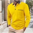 thumbnail image 1 of Golf Shirts for Men with Pocket and Button Collared Long Sleeve Tshirts Shirt Mens Casual Color Block Pullover Slim Breathable Athletic Workout Tops, 1 of 7