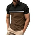 thumbnail image 1 of Golf Shirts for Men with Zipper Collared Short Sleeve T Shirt Mens Casual Color Block Pullover Breathable Lapel Athletic Workout Tees Tops, 1 of 2