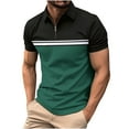 thumbnail image 1 of Golf Shirts for Men with Zipper Collared Short Sleeve T Shirt Mens Casual Color Block Pullover Breathable Lapel Athletic Workout Tees Tops, 1 of 2