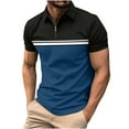 thumbnail image 1 of Golf Shirts for Men with Zipper Collared Short Sleeve T Shirt Mens Casual Color Block Pullover Breathable Lapel Athletic Workout Tees Tops, 1 of 2