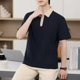thumbnail image 1 of Golf Shirts for Men with Zipper Collared Short Sleeve Tees Tops Mens Casual Color Block Pullover Stretchy Slim Athletic Workout Tshirts Shirt, 1 of 7