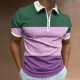 thumbnail image 1 of Golf Shirts for Men with Zipper Collared Short Sleeve Tshirts Shirt Mens Casual Color Block Pullover Breathable Athletic Workout Tees Tops, 1 of 5