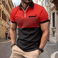 thumbnail image 1 of Golf Shirts for Men with Zipper Collared Short Sleeve Tshirts Shirt Mens Casual Color Block Pullover Slim Basic Breathable Athletic Workout Tees Tops, 1 of 3