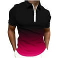 thumbnail image 1 of Golf Shirts for Men with Zipper Short Sleeve T-Shirts Mens Trendy Gradient Printed Pullover Breathable Collared Athletic Workout Tees Tops, 1 of 4