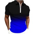 thumbnail image 1 of Golf Shirts for Men with Zipper Short Sleeve T-Shirts Mens Trendy Gradient Printed Pullover Breathable Collared Athletic Workout Tees Tops, 1 of 4