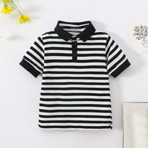 Golf Shirts for Teens Size 3-14 Cotton Short Sleeve Collared T-Shirts Boys & Girls Kids Cute Stripe Printed Pullover Going-Out Tees Tops