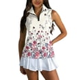 thumbnail image 1 of Golf Shirts for Women Sleeveless Zip Collared Athletic Tank Tops with Print, Golf and Tennis Performance Top White M, 1 of 6