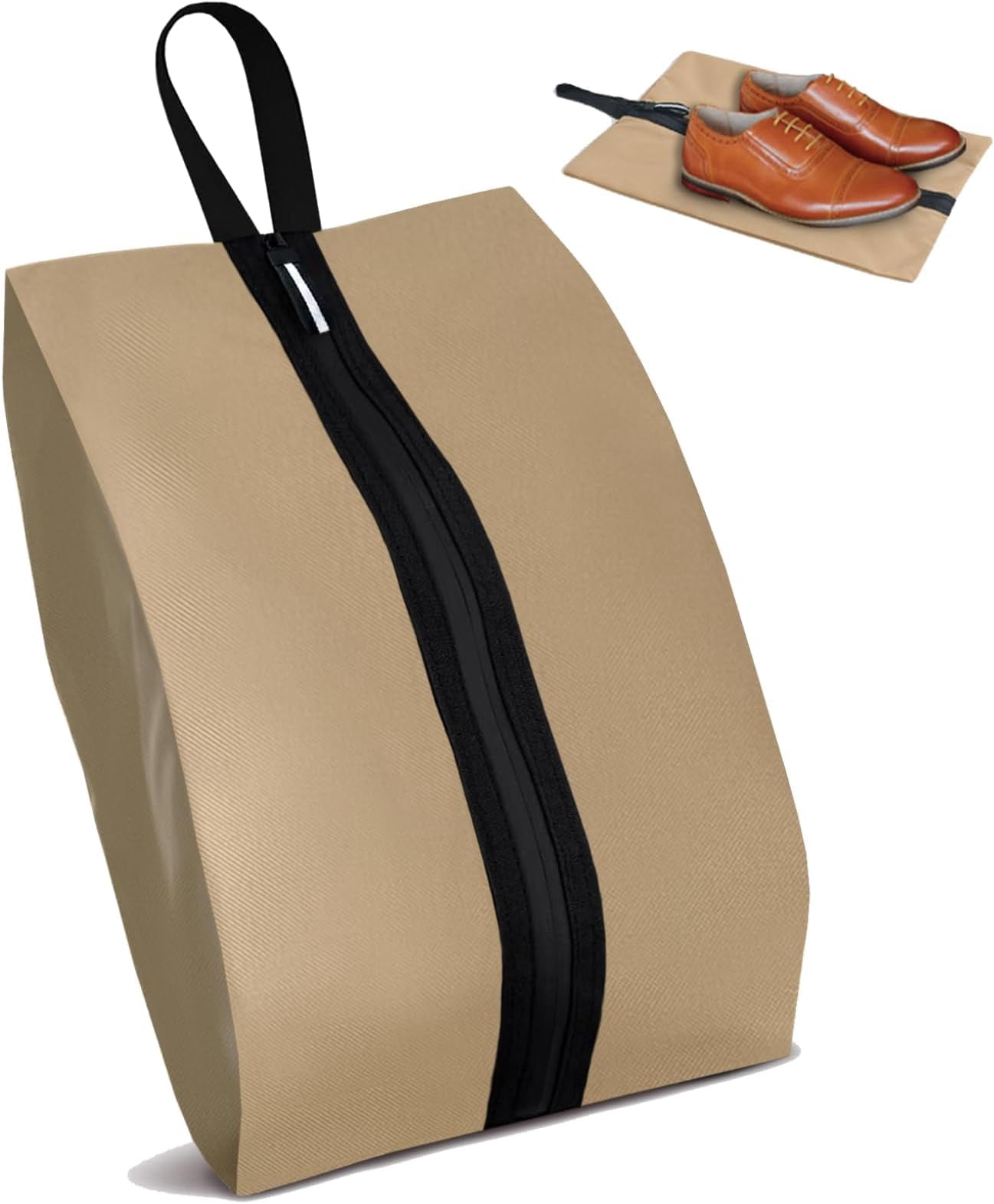 Golf Shoe Bag Large Capacity Oxford Fabric  Golf Shoes Bag with Zipper and Handle for Portable Packing  Shoes Storage Bags for Travel, Running, Gym, Soccer(Beige, 1-Pack)