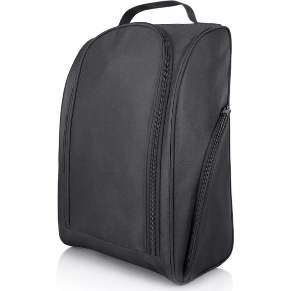 Golf Shoe Bag, Zipper  Shoe Strap Bag with Side Accessory Pocket for Storing Golf Accessories, Padded Golf Shoe Carry Bags with Clasped Strap Handle (Black)