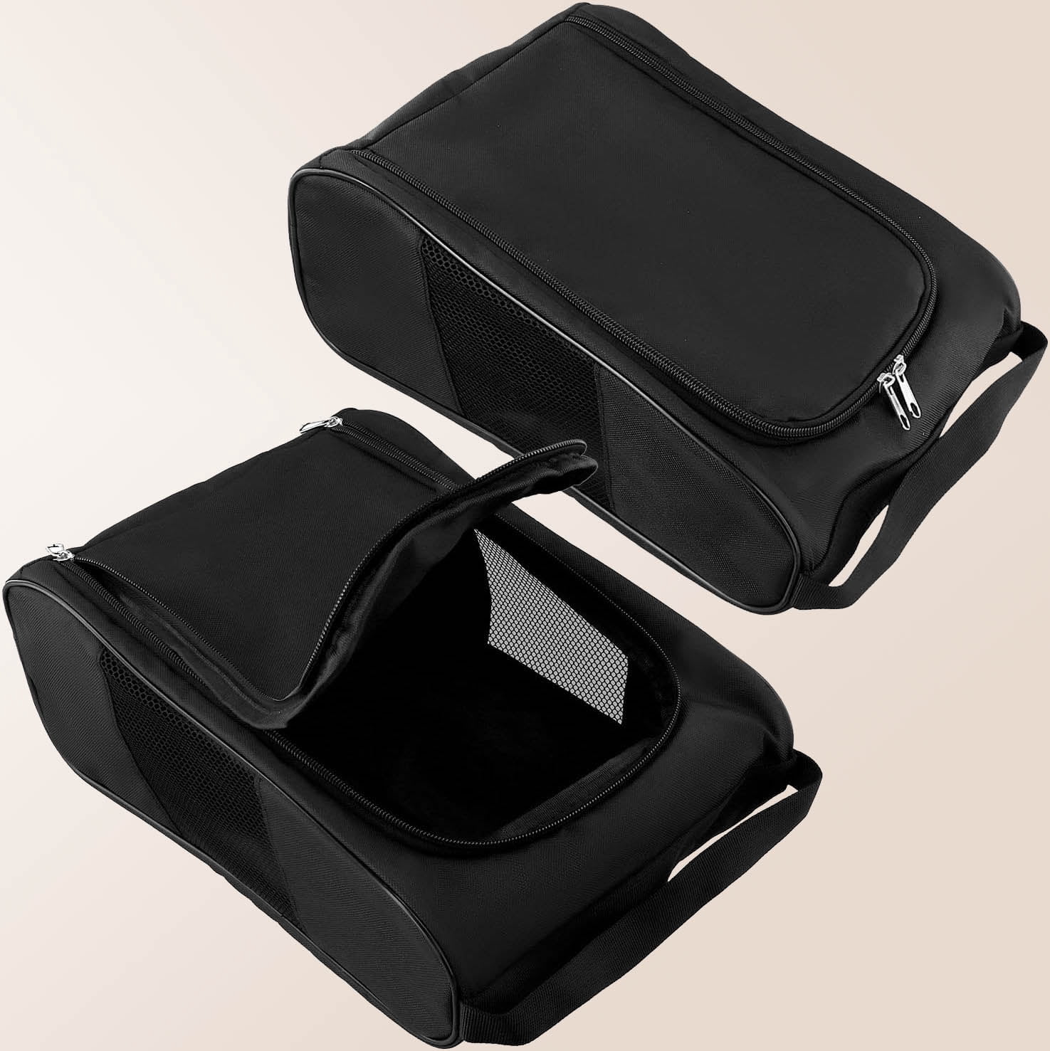 Golf Shoe Bag - Zippered Shoe Carrier with Mesh Holes - Sport Shoes Travel Bag