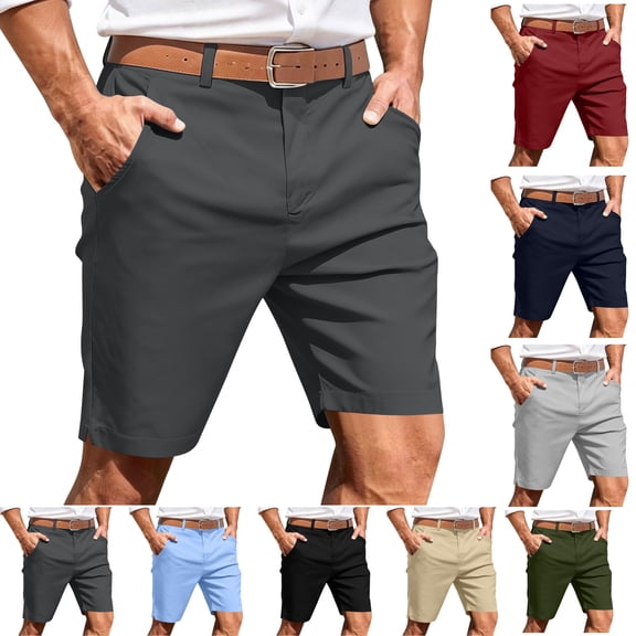 Golf Shorts for Men Stretch with Pockets Flat Front Performance Button Bottoms Summer Casual Classic Fit Lightweight Workout Loose Shorts