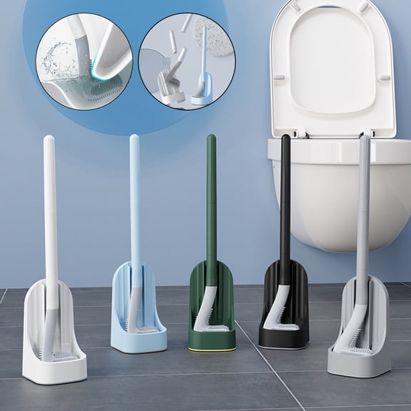 Golf Silicone Toilet Brush With Long Handle, Wall-Mounted Perforation-Free Design, Triangular Golf Brush Head For Thorough Cleaning, Tpr Bristles That Don’T Trap Hair Or Damage