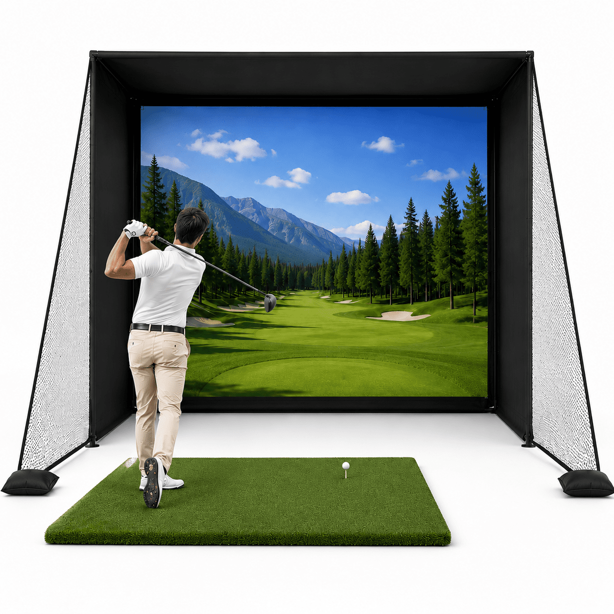 RXFSP Golf Simulator Enclosure Driving Net, Upgraded Impact Screen ...
