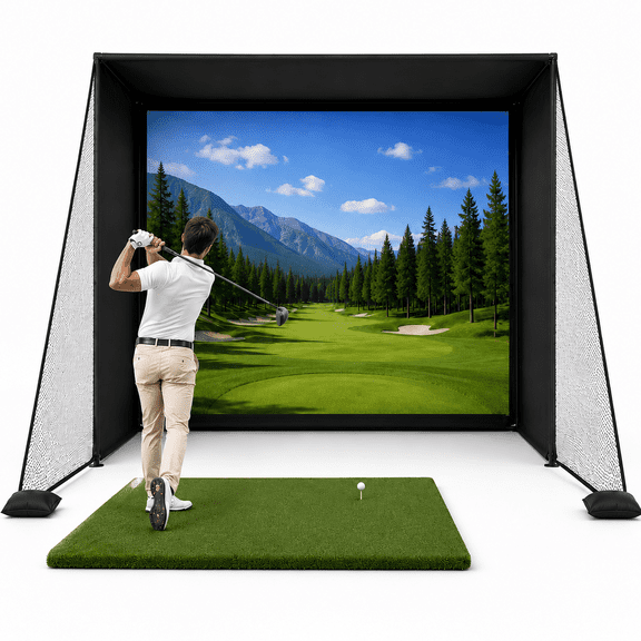 RXFSP Golf Simulator Enclosure Driving Net, Upgraded Impact Screen, Tear-Resistant, 14' x 8.5'