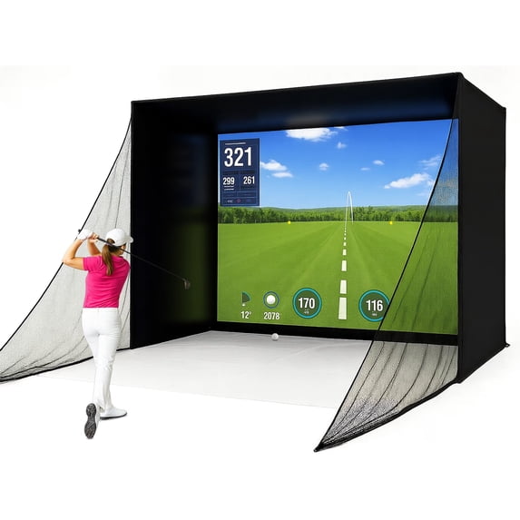 RXFSP Golf Simulator Enclosure Driving Net, Upgraded Impact Screen, Tear-Resistant, 14' x 8.5'