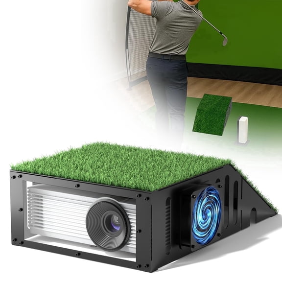 Golf Simulator Enclosure Heavy Duty Floor Mounted with Quiet Cooling Fan and Turf
