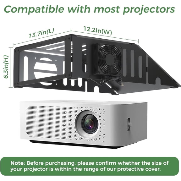 Golf Simulator Projector Enclosure with Cooling Fan & Artificial Turf | Floor-Mounted Protective Cover for Enhanced Projector Protection