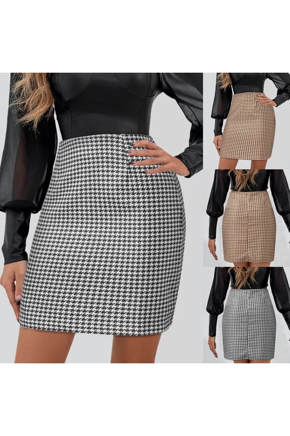 Golf Skirts for Women Sexy Slim Fit Plaid A Line High Waisted Houndstooth Print Black Summer Vacation Outfits Skirt XXL