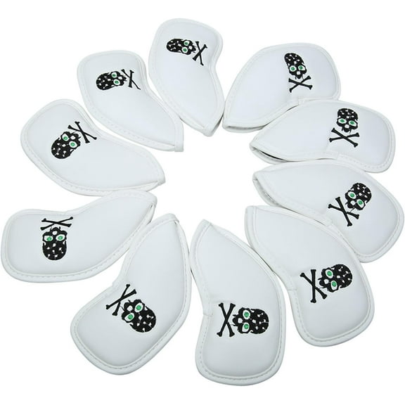 Golf Skull Thick Synthetic Leather Iron Head Covers for Golf Iron Club Head Protectors(pack of 10)