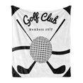 thumbnail image 1 of Golf Soft Flannel Fleece Blanket, Golf Club Sign with Members Only Typography Minimalist Sports Hobby Illustration, Cozy Plush for Indoor and Outdoor Use, 70" x 90", Black and White, by Ambesonne, 1 of 5